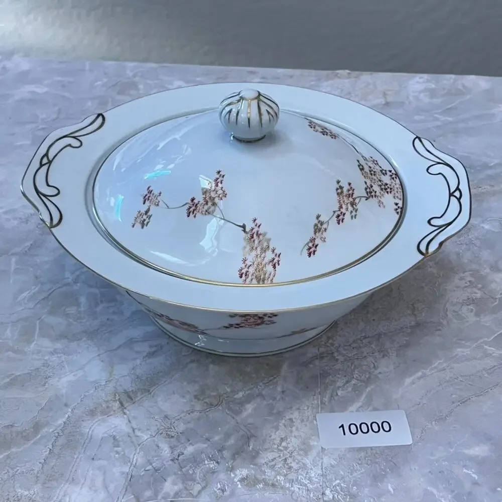 Vintage Fukagawa Arita Maple Pattern Sugar Bowl with lid Made In Japan